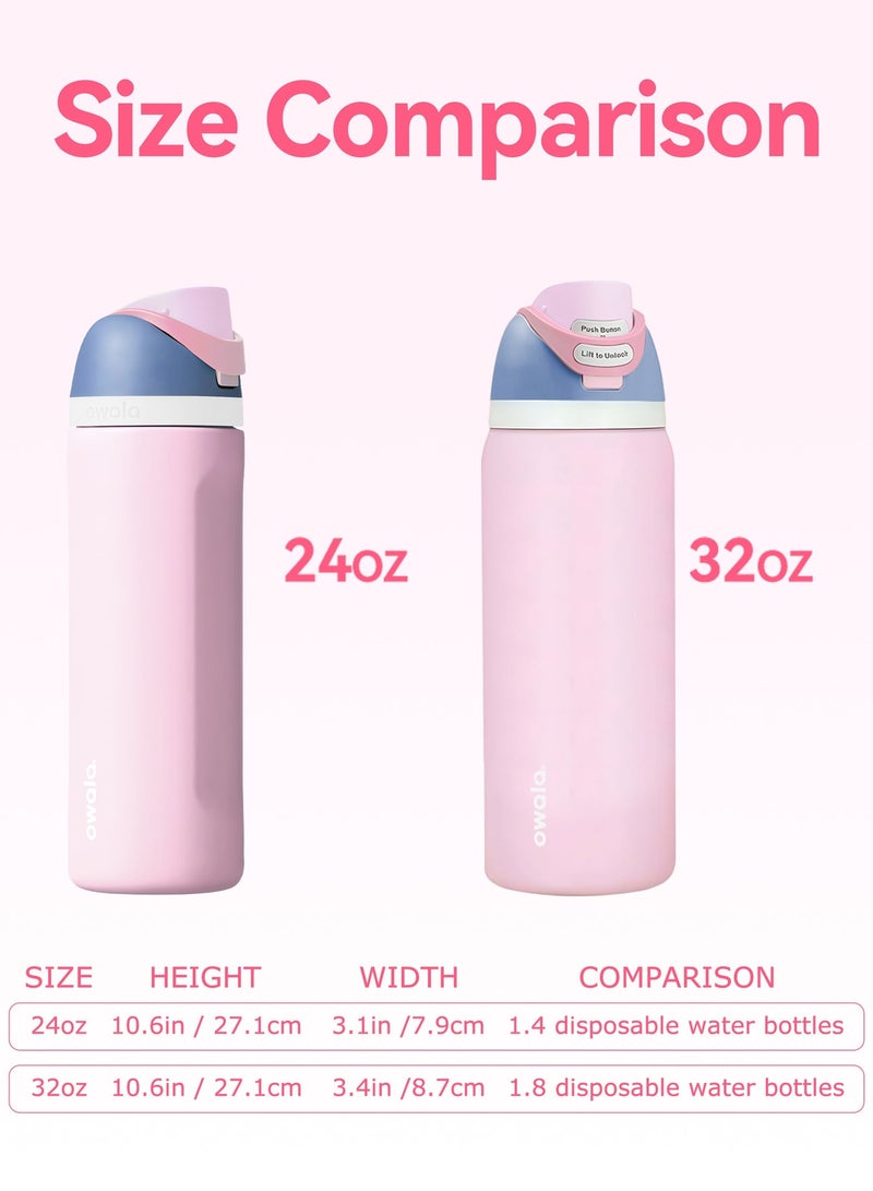 Owala FreeSip Insulated Stainless Steel Water Bottle With Straw For Sports Travel And School BPA Free Sports Water Bottle(Pink 32OZ) - Image 5